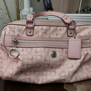 Coach Pink and Cream Signature Satchel